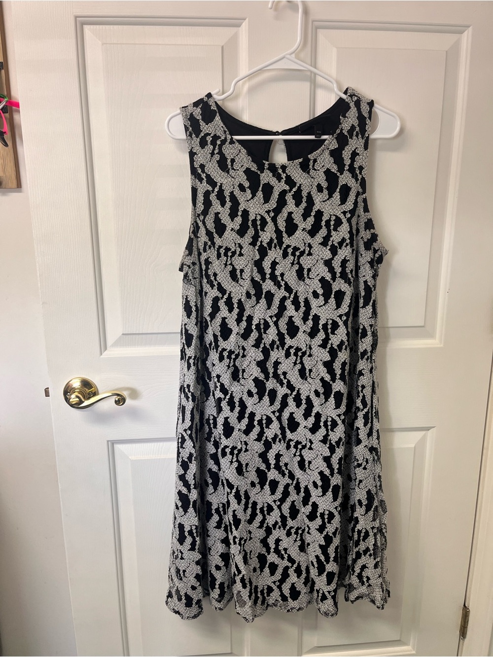 Lane Bryant Black and White Sleeveless A-Line Mini Dress